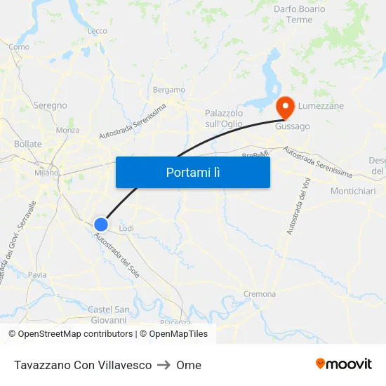 Tavazzano Con Villavesco to Ome map