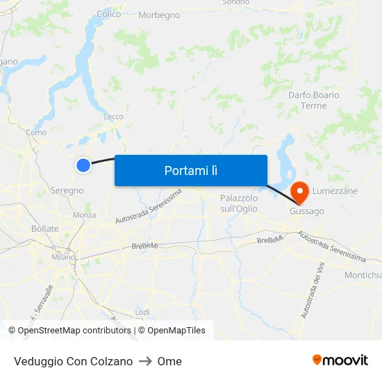 Veduggio Con Colzano to Ome map