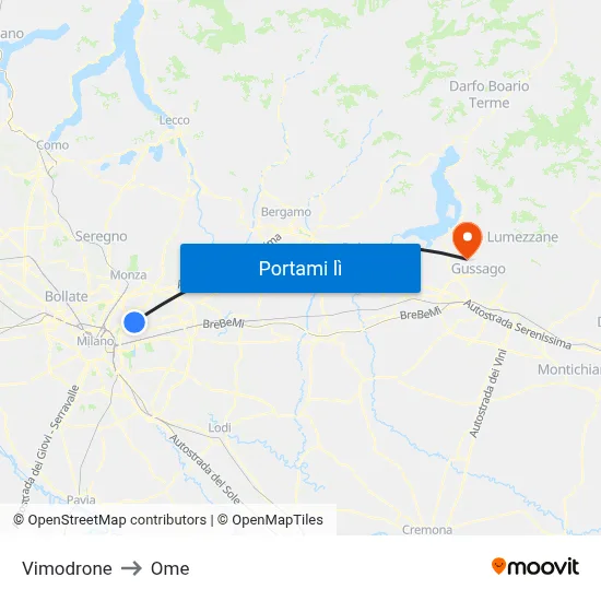 Vimodrone to Ome map