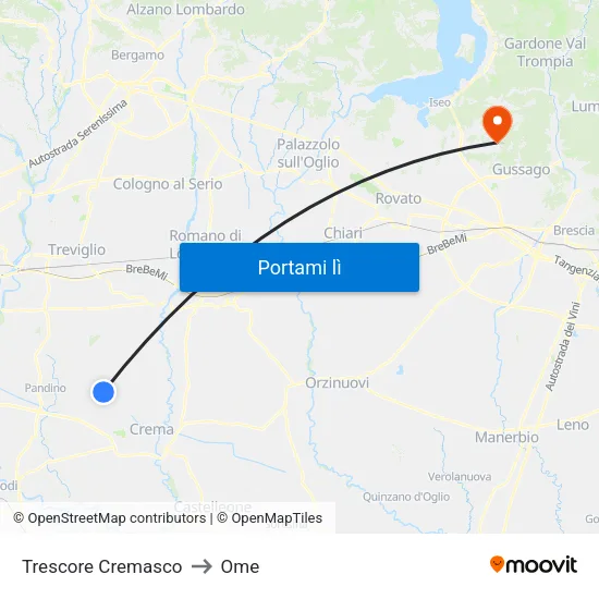 Trescore Cremasco to Ome map
