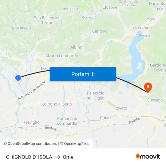 CHIGNOLO D' ISOLA to Ome map