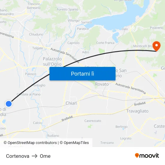 Cortenova to Ome map