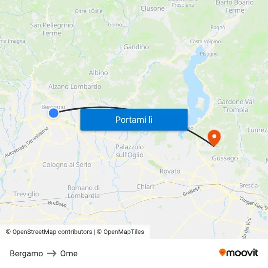 Bergamo to Ome map