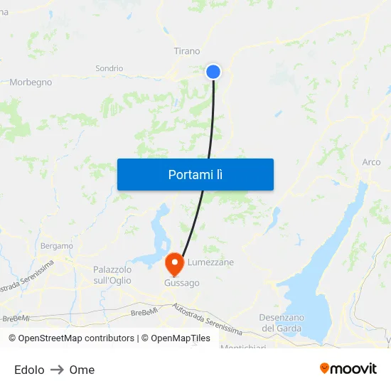 Edolo to Ome map