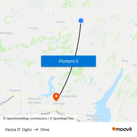 Vezza D' Oglio to Ome map