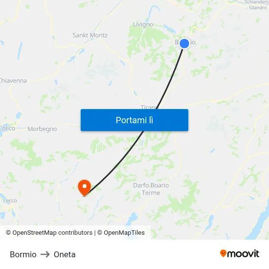 Bormio to Oneta map
