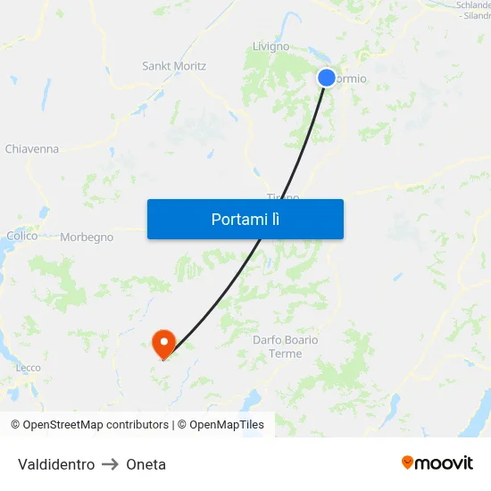 Valdidentro to Oneta map