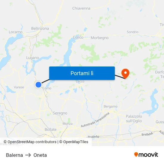 Balerna to Oneta map