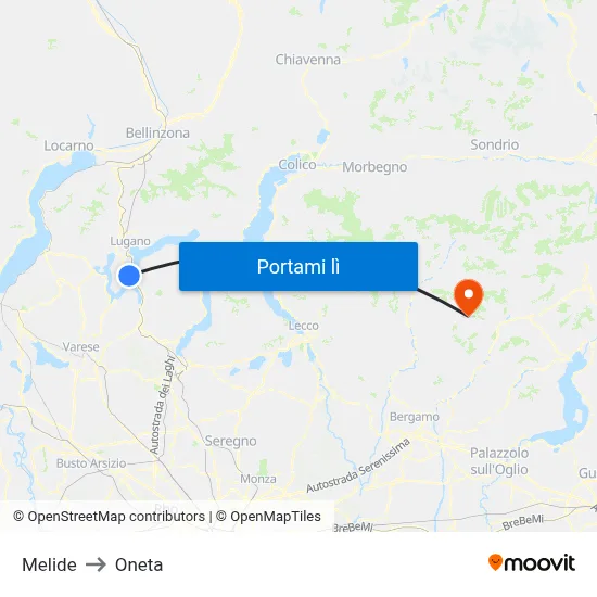 Melide to Oneta map