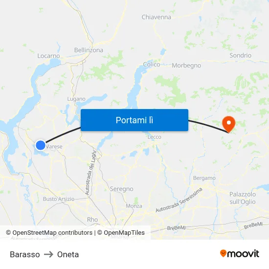 Barasso to Oneta map