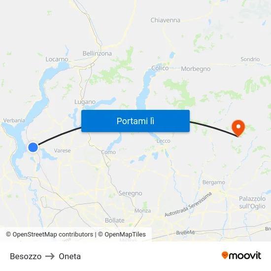 Besozzo to Oneta map