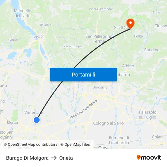 Burago Di Molgora to Oneta map