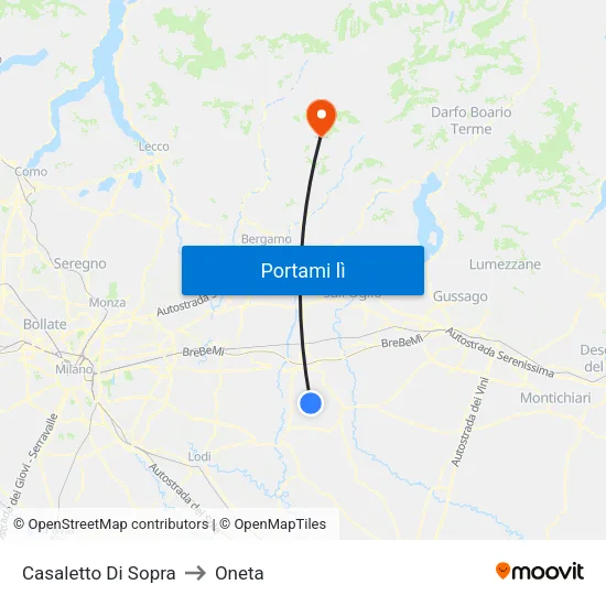 Casaletto Di Sopra to Oneta map