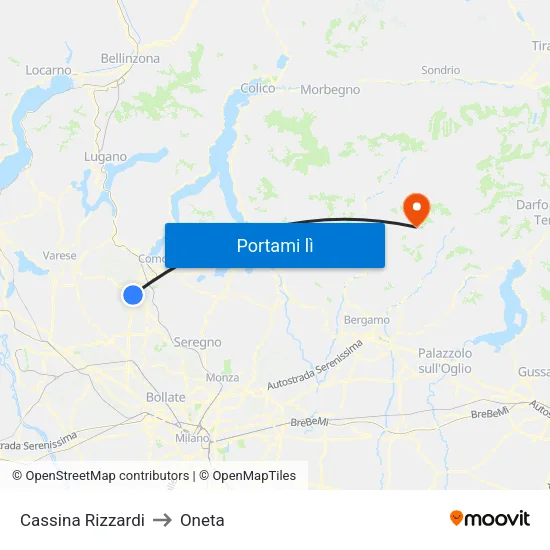 Cassina Rizzardi to Oneta map