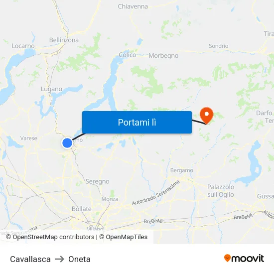 Cavallasca to Oneta map