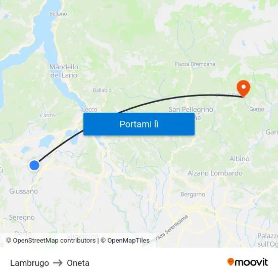 Lambrugo to Oneta map