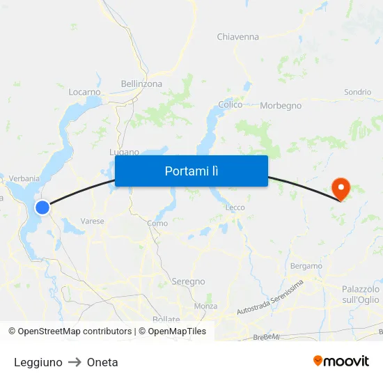 Leggiuno to Oneta map