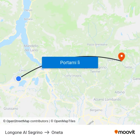 Longone Al Segrino to Oneta map