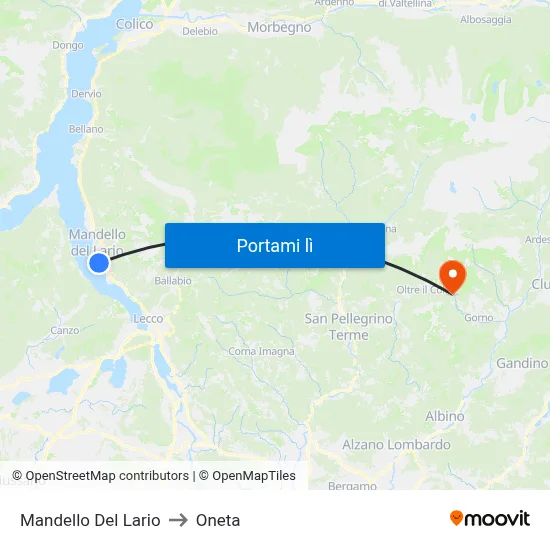 Mandello Del Lario to Oneta map