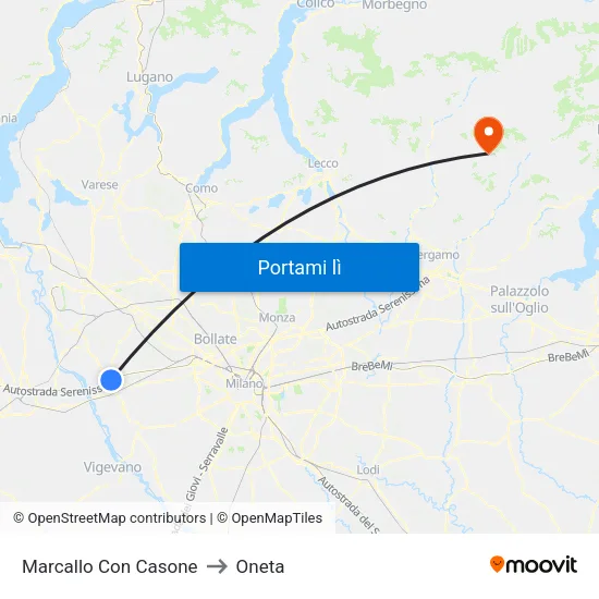 Marcallo Con Casone to Oneta map
