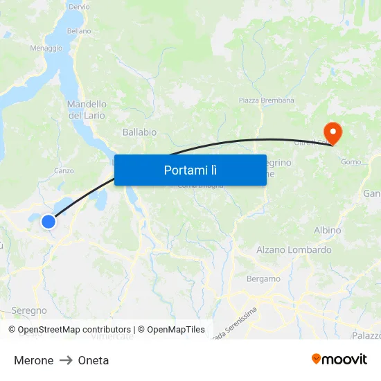 Merone to Oneta map