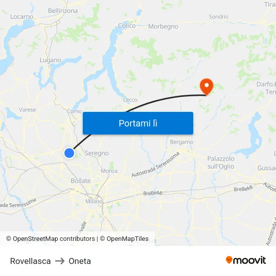 Rovellasca to Oneta map