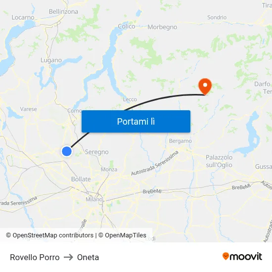 Rovello Porro to Oneta map