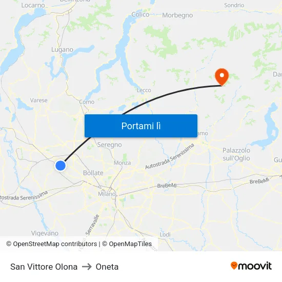 San Vittore Olona to Oneta map