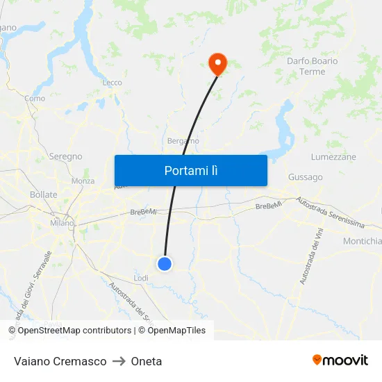 Vaiano Cremasco to Oneta map