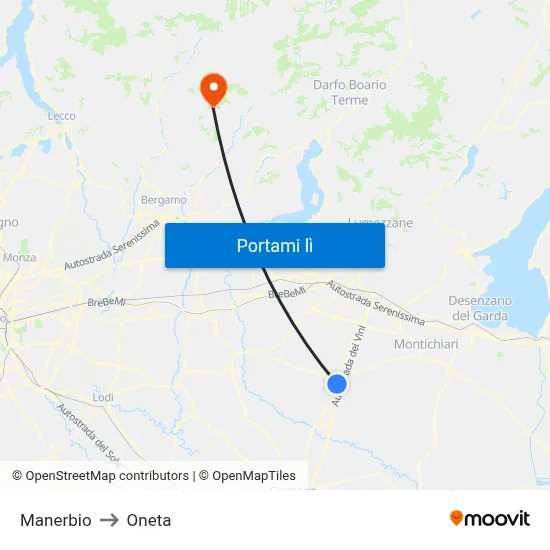 Manerbio to Oneta map