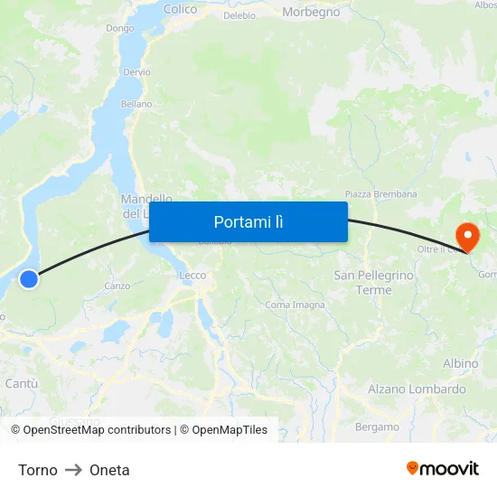 Torno to Oneta map