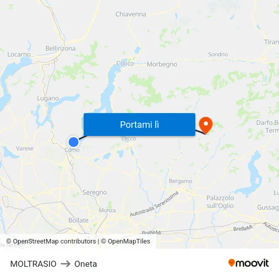 MOLTRASIO to Oneta map