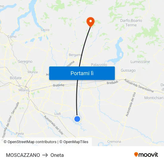 MOSCAZZANO to Oneta map