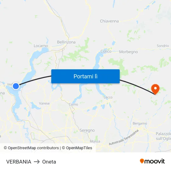 VERBANIA to Oneta map