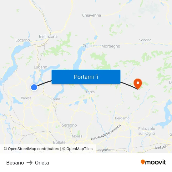 Besano to Oneta map