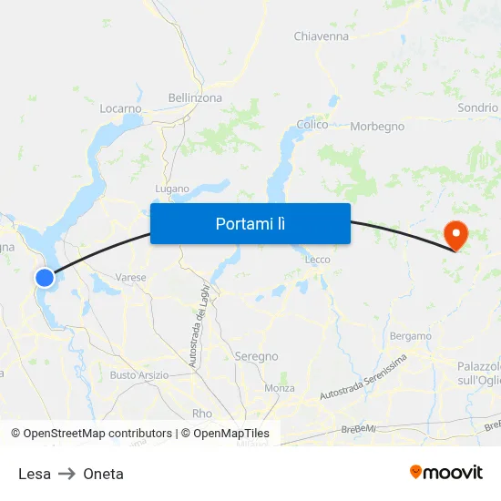Lesa to Oneta map