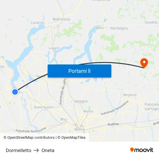 Dormelletto to Oneta map