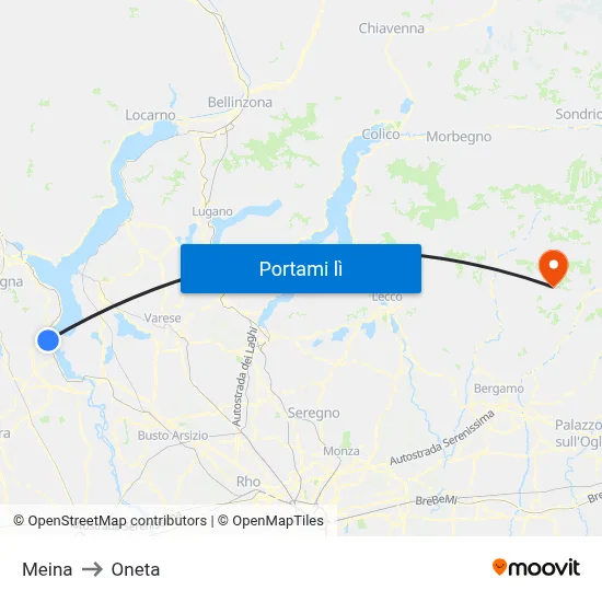 Meina to Oneta map