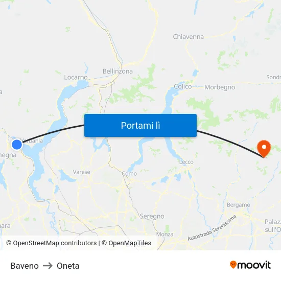 Baveno to Oneta map