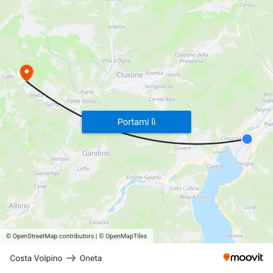 Costa Volpino to Oneta map