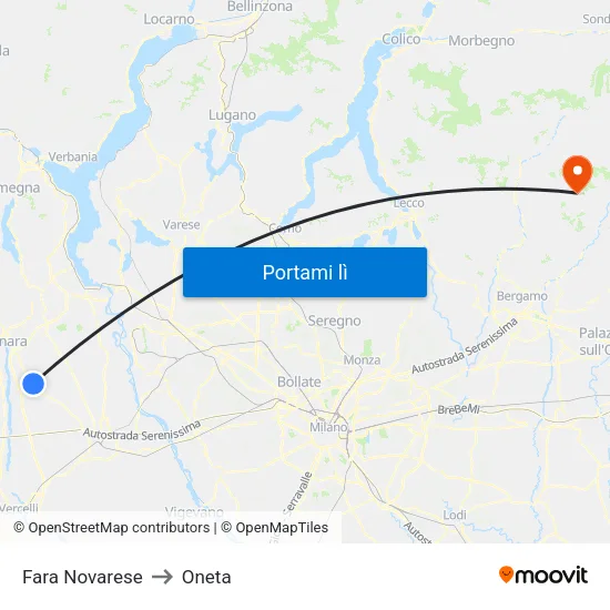 Fara Novarese to Oneta map