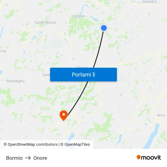 Bormio to Onore map