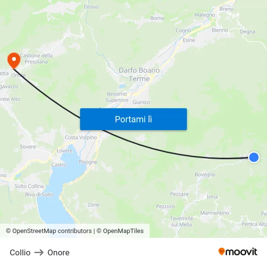 Collio to Onore map