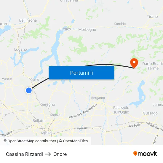 Cassina Rizzardi to Onore map