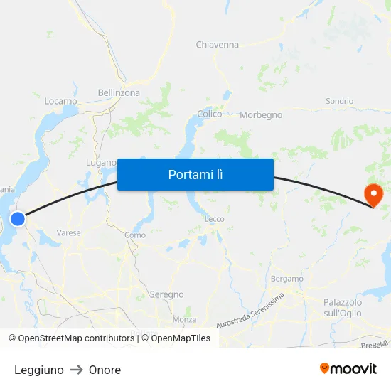 Leggiuno to Onore map