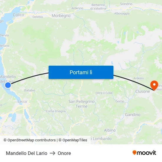 Mandello Del Lario to Onore map