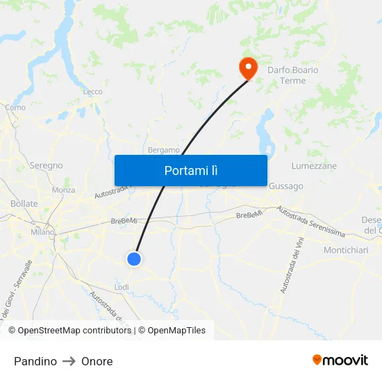 Pandino to Onore map