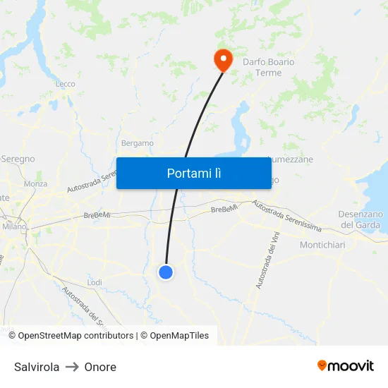 Salvirola to Onore map