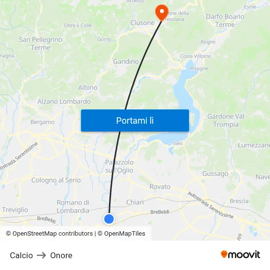 Calcio to Onore map