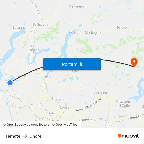 Ternate to Onore map